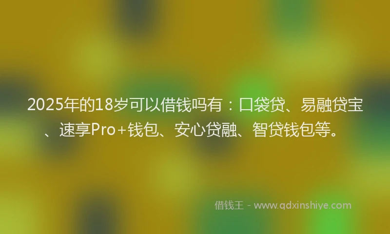 2025年的18岁可以借钱吗有：口袋贷、易融贷宝、速享Pro+钱包、安心贷融、智贷钱包等。