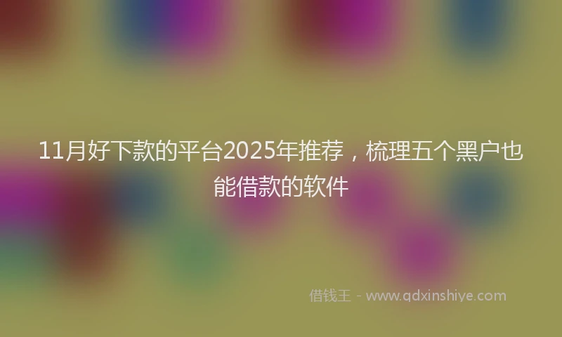 11月好下款的平台2025年推荐，梳理五个黑户也能借款的软件