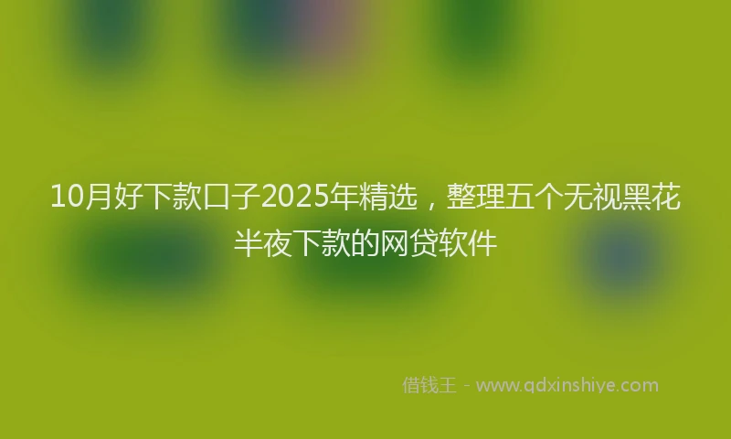10月好下款口子2025年精选，整理五个无视黑花半夜下款的网贷软件