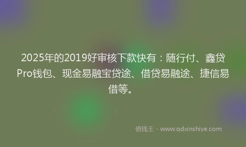 2025年的2019好审核下款快有：随行付、鑫贷Pro钱包、现金易融宝贷途、借贷易融途、捷信易借等。