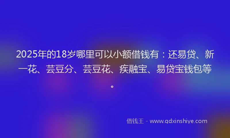 2025年的18岁哪里可以小额借钱有：还易贷、新一花、芸豆分、芸豆花、疾融宝、易贷宝钱包等。
