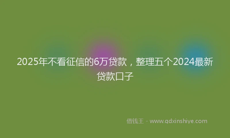 2025年不看征信的6万贷款，整理五个2024最新贷款口子