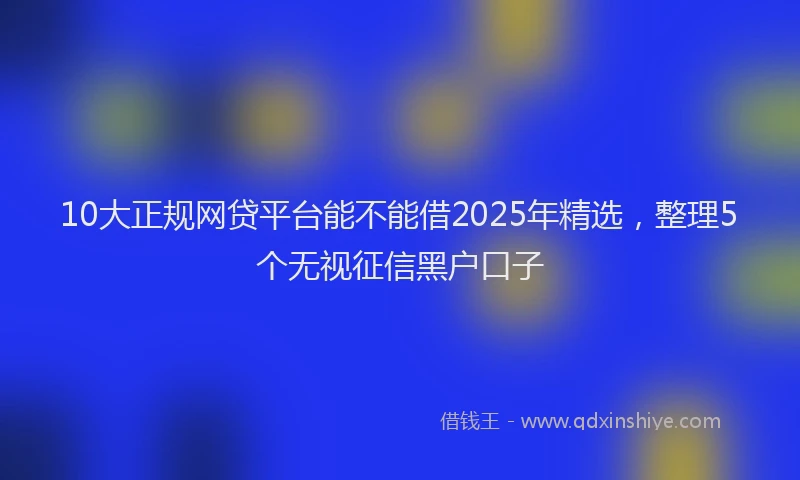 10大正规网贷平台能不能借2025年精选，整理5个无视征信黑户口子
