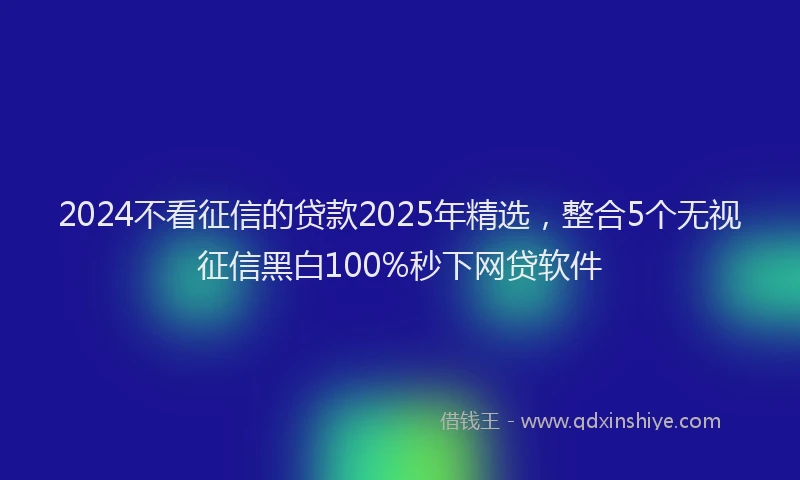 2024不看征信的贷款2025年精选，整合5个无视征信黑白100%秒下网贷软件