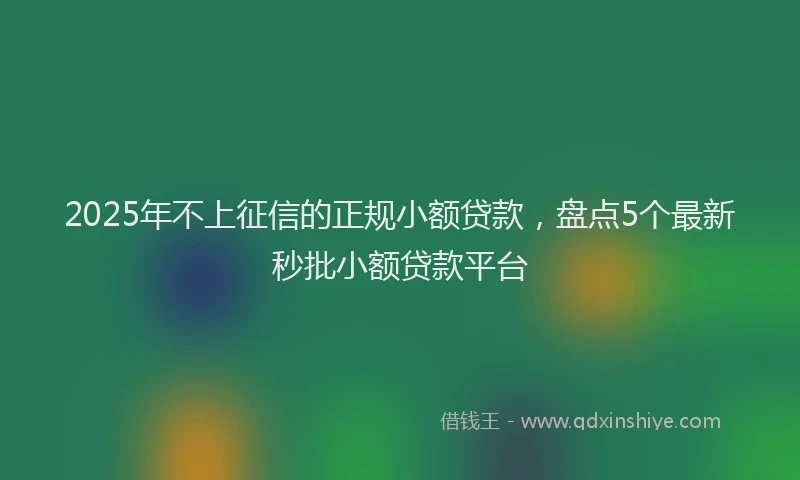 2025年不上征信的正规小额贷款，盘点5个最新秒批小额贷款平台