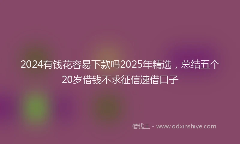 2024有钱花容易下款吗2025年精选，总结五个20岁借钱不求征信速借口子