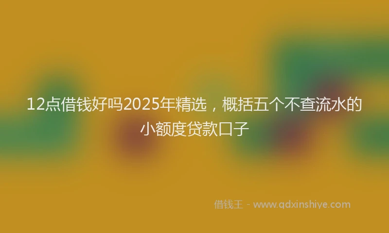 12点借钱好吗2025年精选，概括五个不查流水的小额度贷款口子