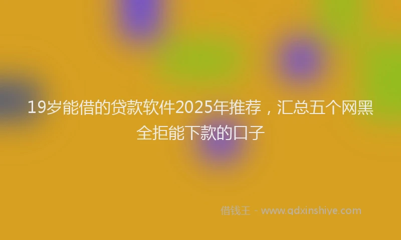 19岁能借的贷款软件2025年推荐，汇总五个网黑全拒能下款的口子