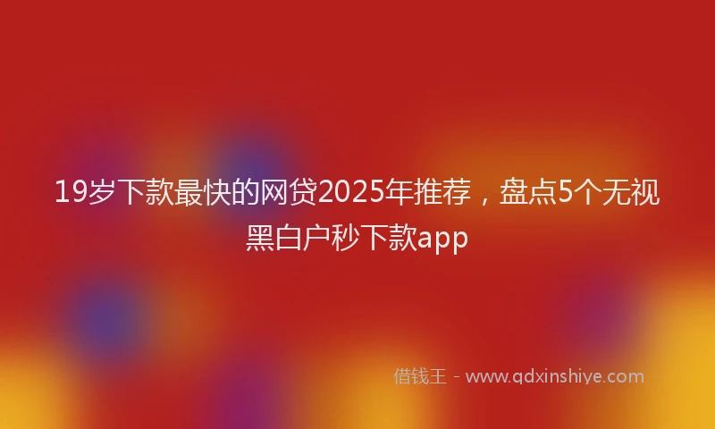 19岁下款最快的网贷2025年推荐，盘点5个无视黑白户秒下款app