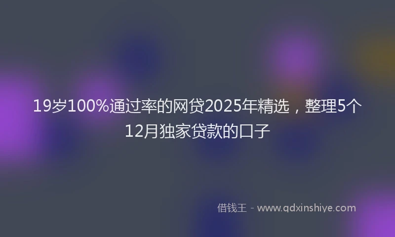 19岁100%通过率的网贷2025年精选，整理5个12月独家贷款的口子