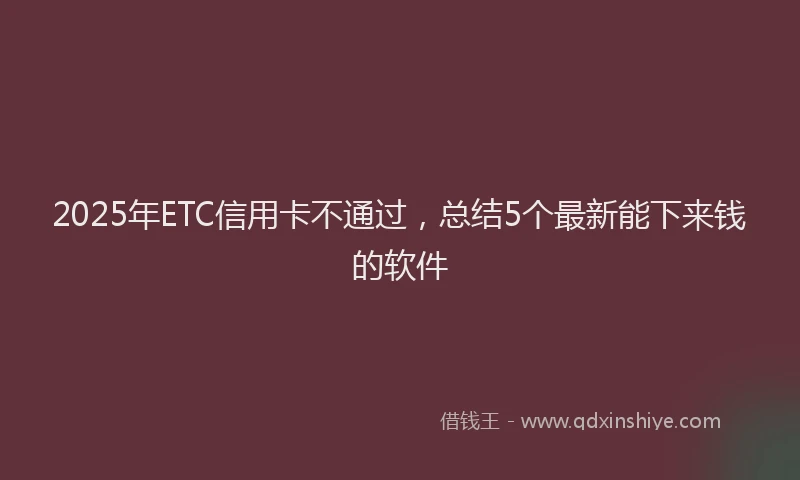2025年ETC信用卡不通过，总结5个最新能下来钱的软件