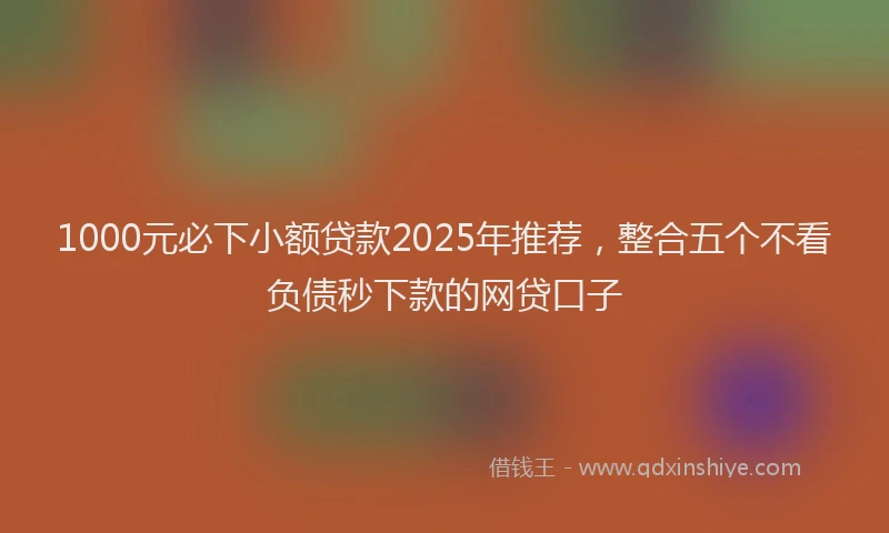 1000元必下小额贷款2025年推荐，整合五个不看负债秒下款的网贷口子