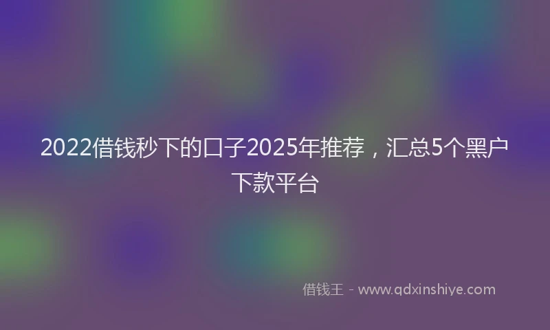 2022借钱秒下的口子2025年推荐，汇总5个黑户下款平台