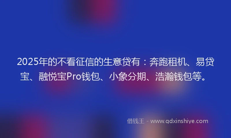 2025年的不看征信的生意贷有：奔跑租机、易贷宝、融悦宝Pro钱包、小象分期、浩瀚钱包等。