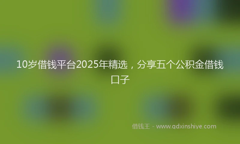 10岁借钱平台2025年精选，分享五个公积金借钱口子
