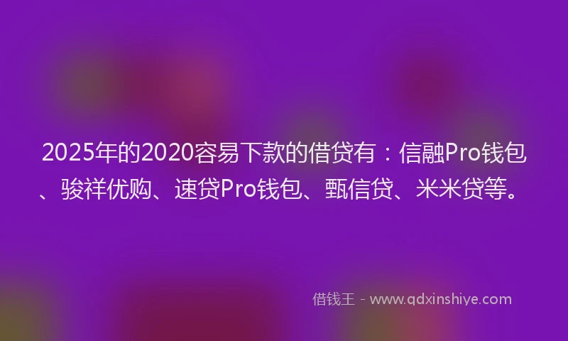 2025年的2020容易下款的借贷有：信融Pro钱包、骏祥优购、速贷Pro钱包、甄信贷、米米贷等。
