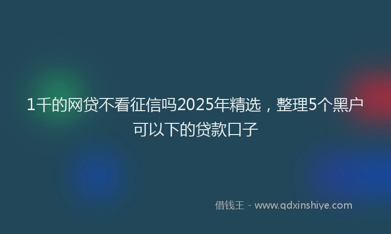 1千的网贷不看征信吗2025年精选，整理5个黑户可以下的贷款口子
