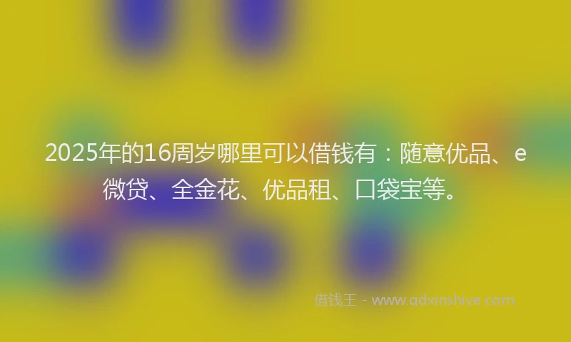 2025年的16周岁哪里可以借钱有：随意优品、e微贷、全金花、优品租、口袋宝等。
