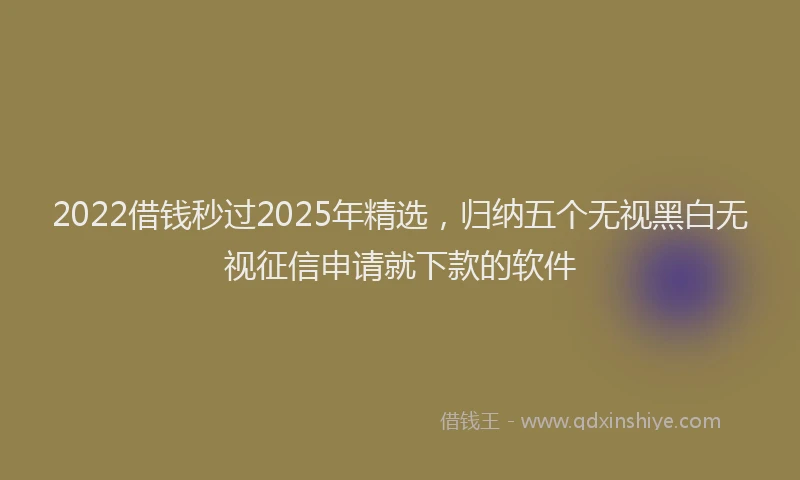 2022借钱秒过2025年精选，归纳五个无视黑白无视征信申请就下款的软件