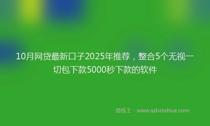10月网贷最新口子2025年推荐，整合5个无视一切包下款5000秒下款的软件