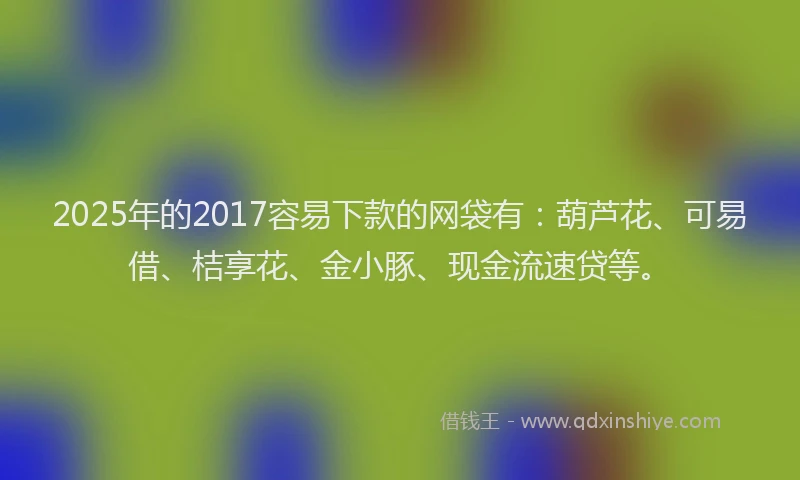 2025年的2017容易下款的网袋有：葫芦花、可易借、桔享花、金小豚、现金流速贷等。