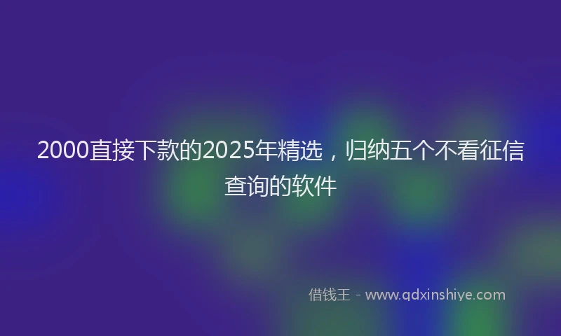 2000直接下款的2025年精选，归纳五个不看征信查询的软件