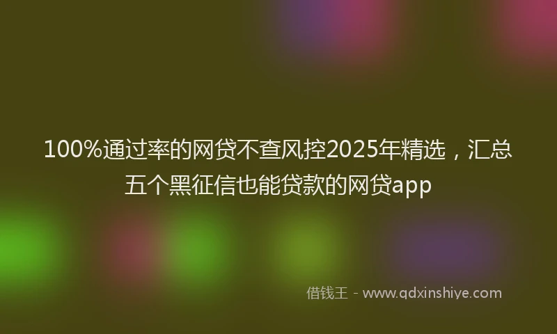 100%通过率的网贷不查风控2025年精选，汇总五个黑征信也能贷款的网贷app