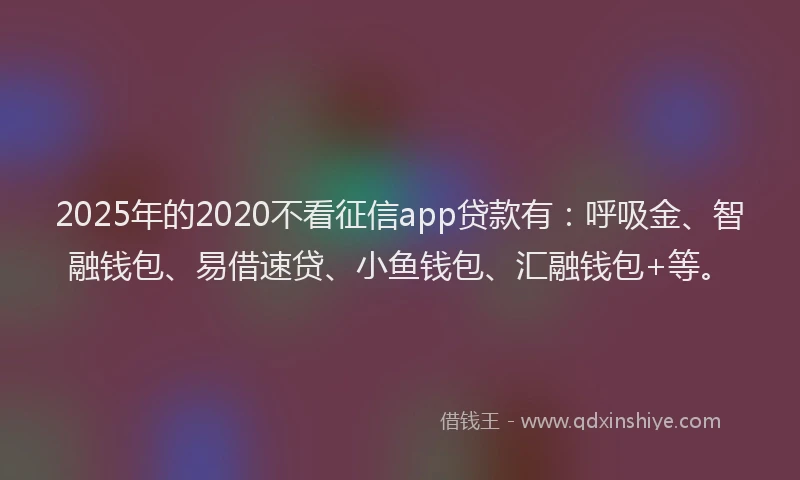 2025年的2020不看征信app贷款有：呼吸金、智融钱包、易借速贷、小鱼钱包、汇融钱包+等。