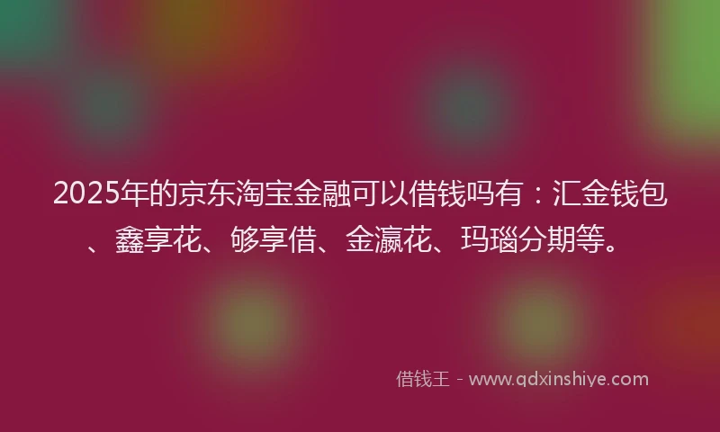 2025年的京东淘宝金融可以借钱吗有：汇金钱包、鑫享花、够享借、金瀛花、玛瑙分期等。