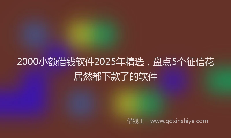 2000小额借钱软件2025年精选，盘点5个征信花居然都下款了的软件