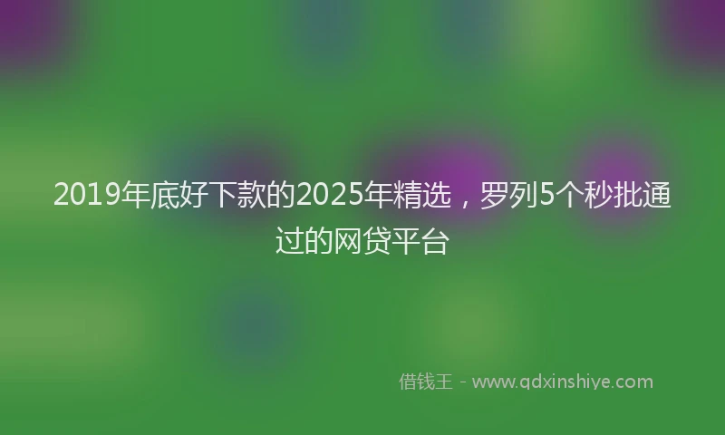 2019年底好下款的2025年精选，罗列5个秒批通过的网贷平台