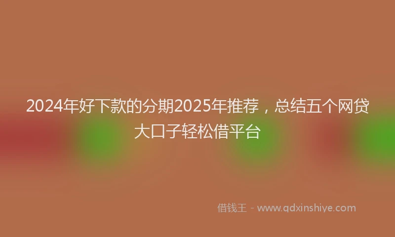 2024年好下款的分期2025年推荐，总结五个网贷大口子轻松借平台