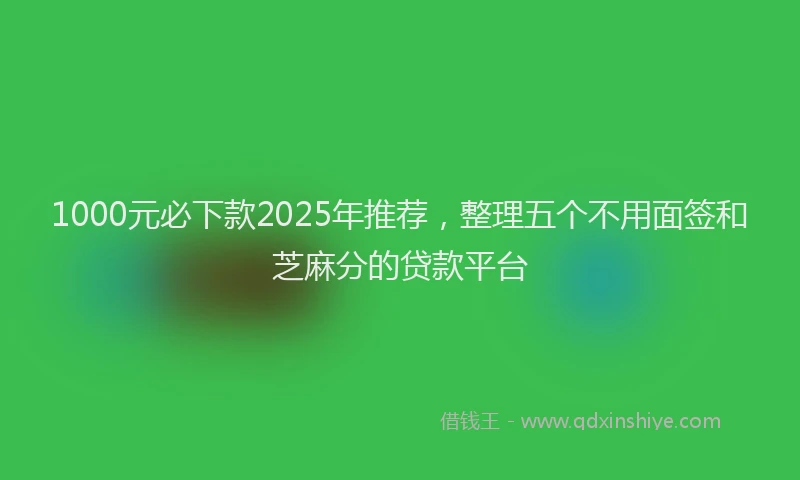 1000元必下款2025年推荐，整理五个不用面签和芝麻分的贷款平台