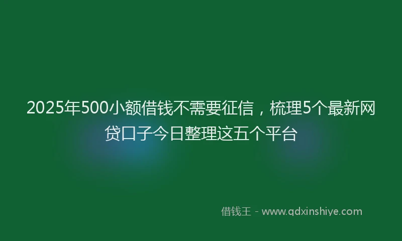 2025年500小额借钱不需要征信，梳理5个最新网贷口子今日整理这五个平台