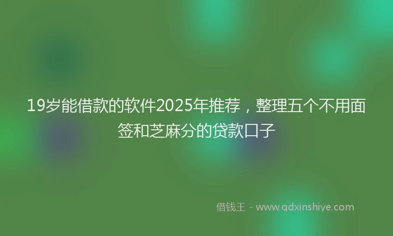 19岁能借款的软件2025年推荐，整理五个不用面签和芝麻分的贷款口子