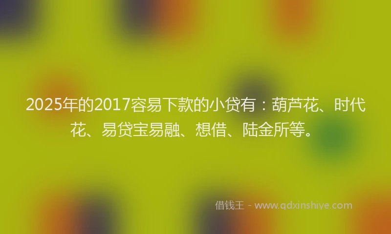 2025年的2017容易下款的小贷有：葫芦花、时代花、易贷宝易融、想借、陆金所等。