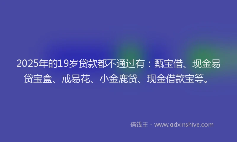 2025年的19岁贷款都不通过有：甄宝借、现金易贷宝盒、戒易花、小金鹿贷、现金借款宝等。