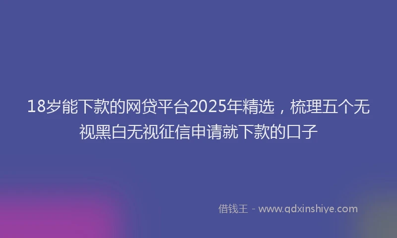 18岁能下款的网贷平台2025年精选，梳理五个无视黑白无视征信申请就下款的口子