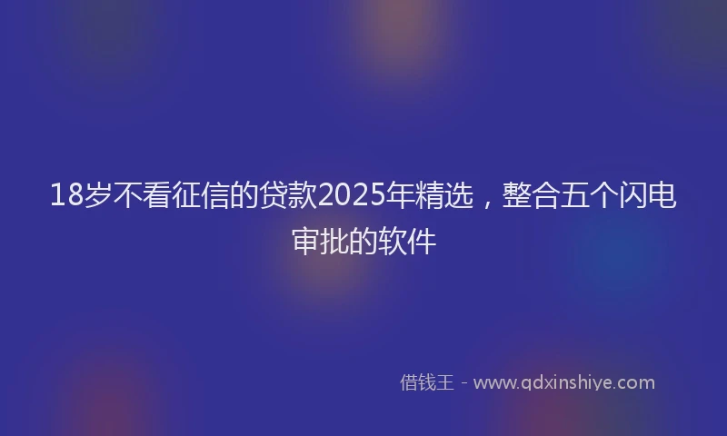 18岁不看征信的贷款2025年精选，整合五个闪电审批的软件