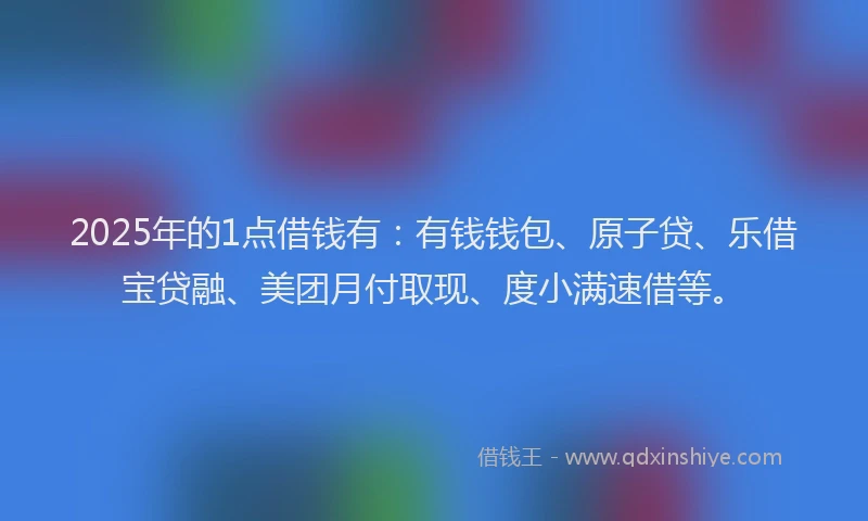 2025年的1点借钱有：有钱钱包、原子贷、乐借宝贷融、美团月付取现、度小满速借等。