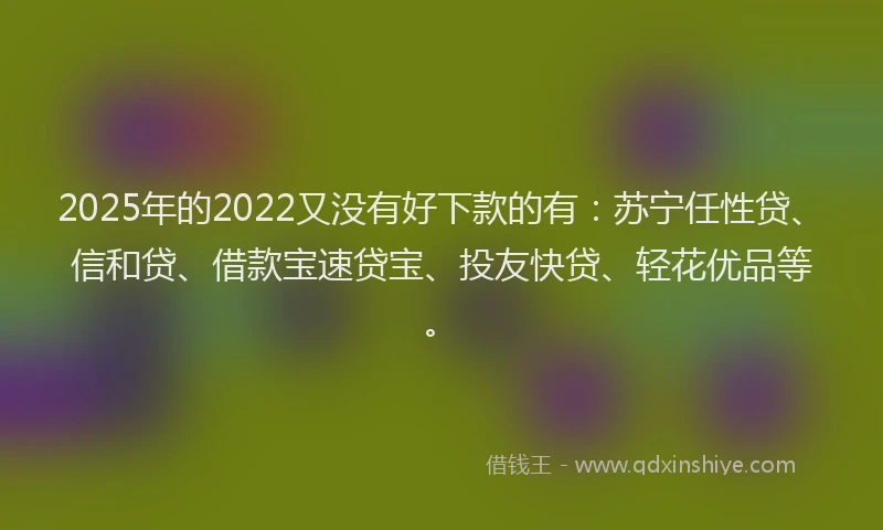 2025年的2022又没有好下款的有：苏宁任性贷、信和贷、借款宝速贷宝、投友快贷、轻花优品等。