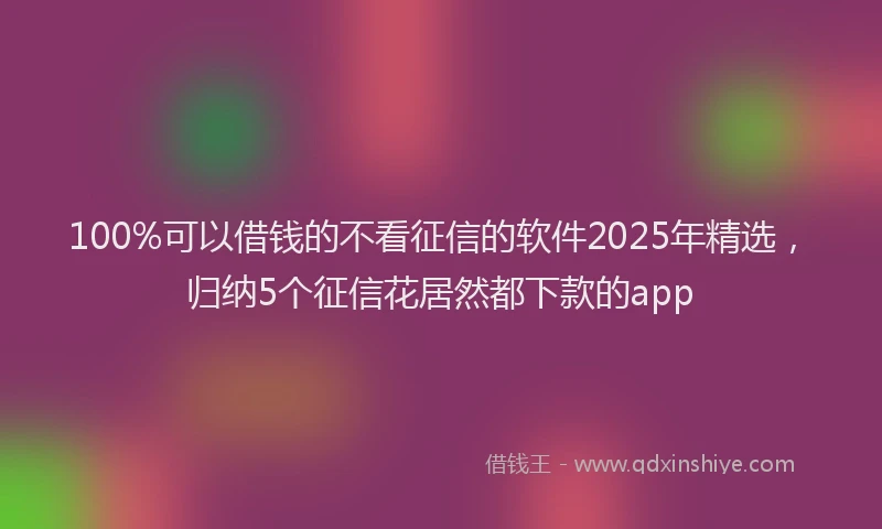 100%可以借钱的不看征信的软件2025年精选，归纳5个征信花居然都下款的app