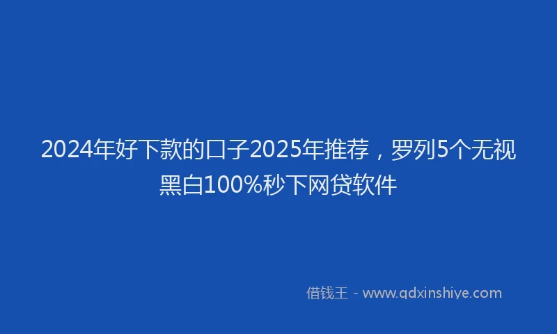 2024年好下款的口子2025年推荐，罗列5个无视黑白100%秒下网贷软件