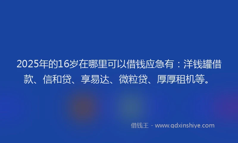 2025年的16岁在哪里可以借钱应急有：洋钱罐借款、信和贷、享易达、微粒贷、厚厚租机等。