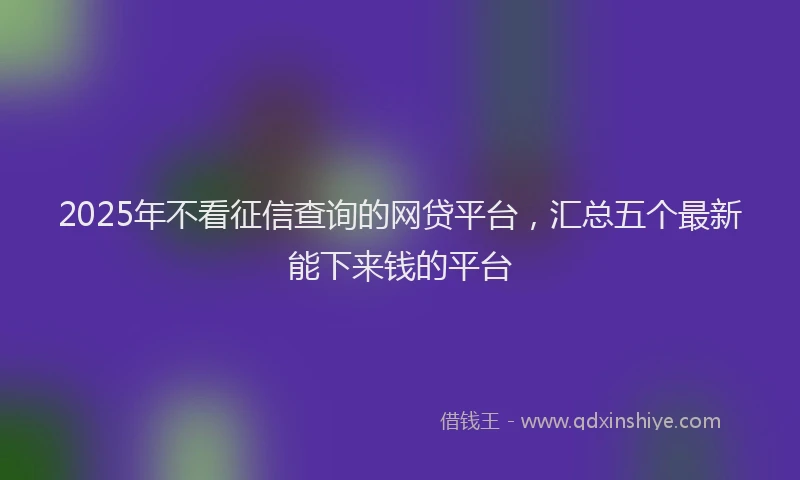 2025年不看征信查询的网贷平台，汇总五个最新能下来钱的平台