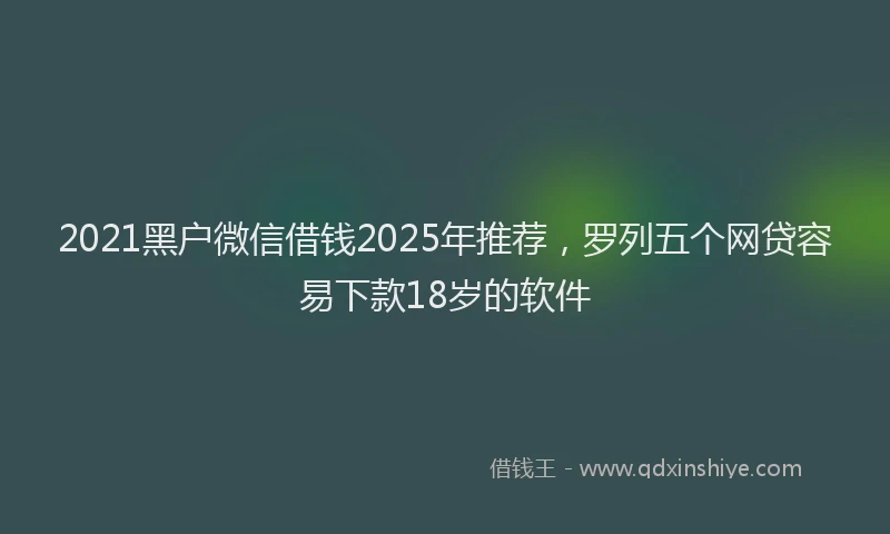 2021黑户微信借钱2025年推荐，罗列五个网贷容易下款18岁的软件