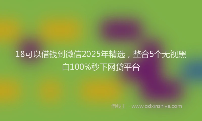 18可以借钱到微信2025年精选，整合5个无视黑白100%秒下网贷平台