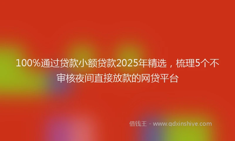 100%通过贷款小额贷款2025年精选，梳理5个不审核夜间直接放款的网贷平台