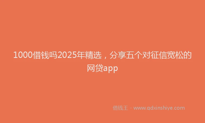 1000借钱吗2025年精选，分享五个对征信宽松的网贷app