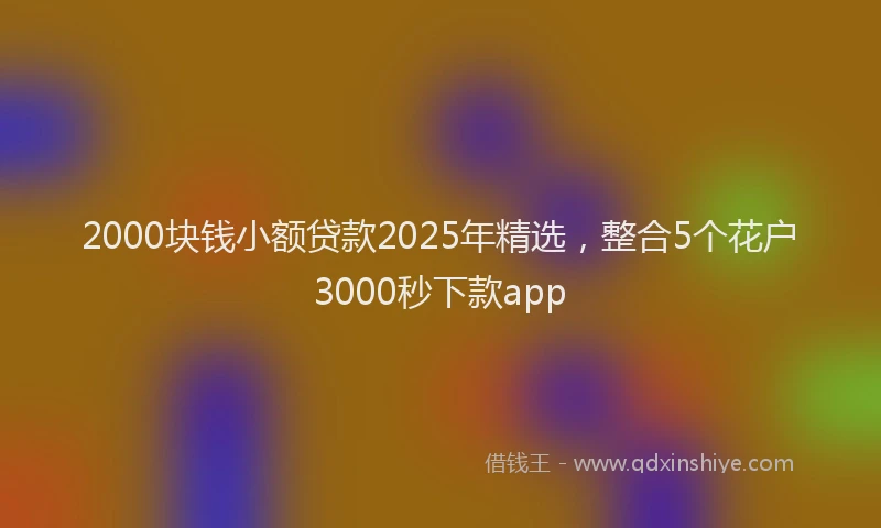 2000块钱小额贷款2025年精选，整合5个花户3000秒下款app